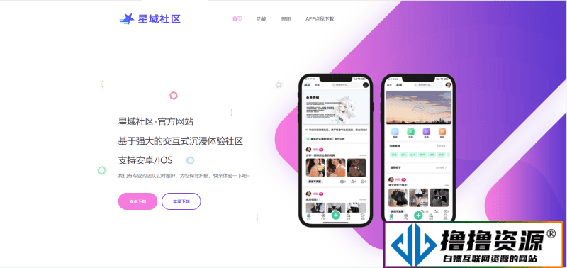 2023年大气精美网站星域社区APP官网源码|不死鸟资源网
