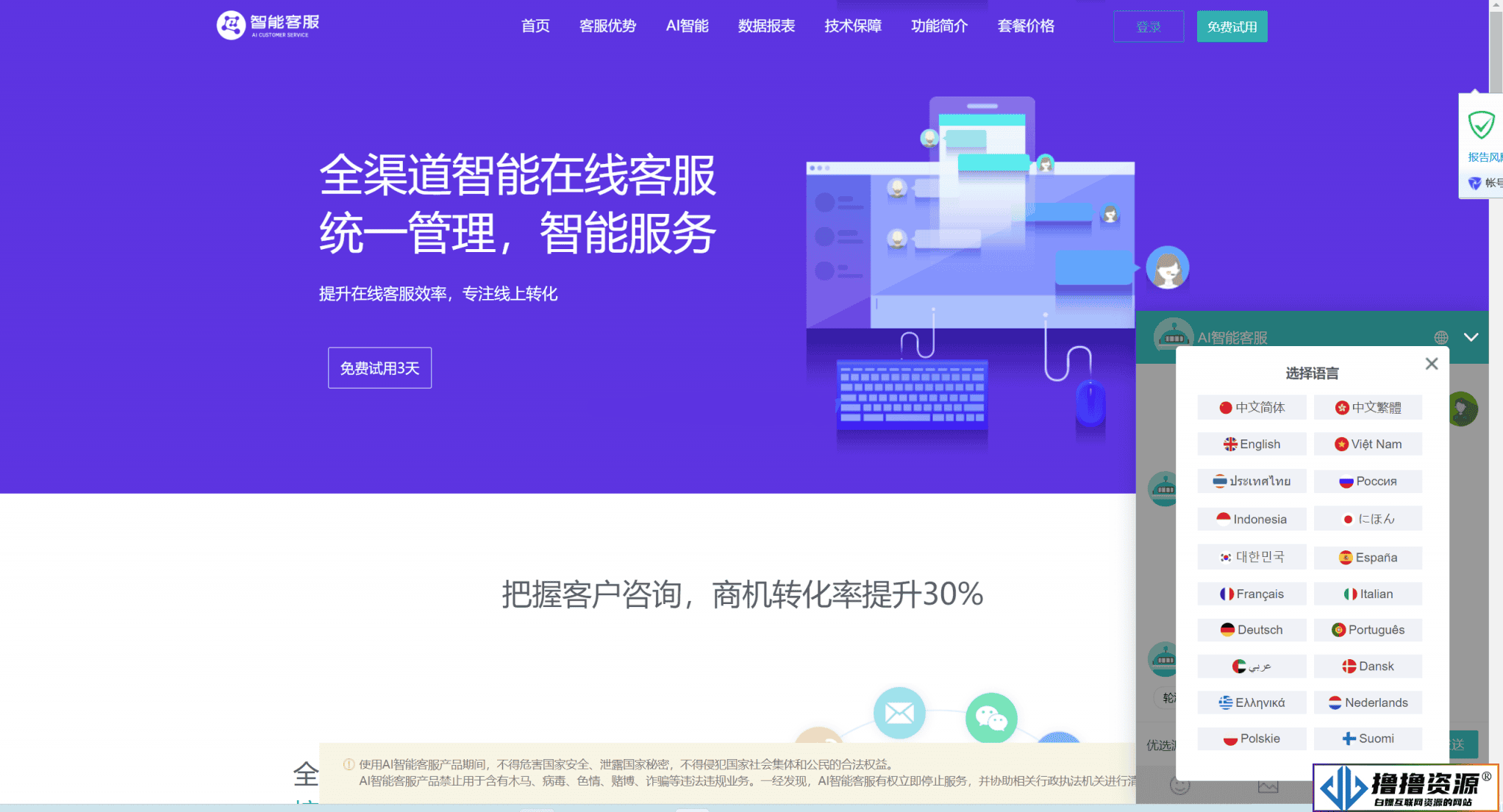 Ai智能客服系统在线客服网站源码_支持二十种语言 - 不死鸟资源网|不死鸟资源网