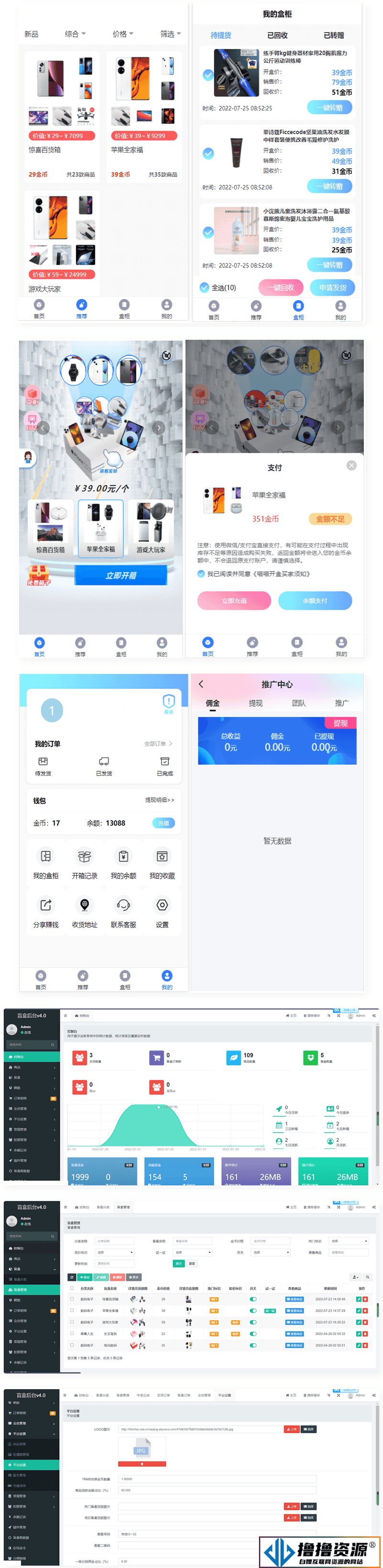 开源H5盲盒商城源码系统4.0|vue+TP5php框架开发开源网站+安装教程