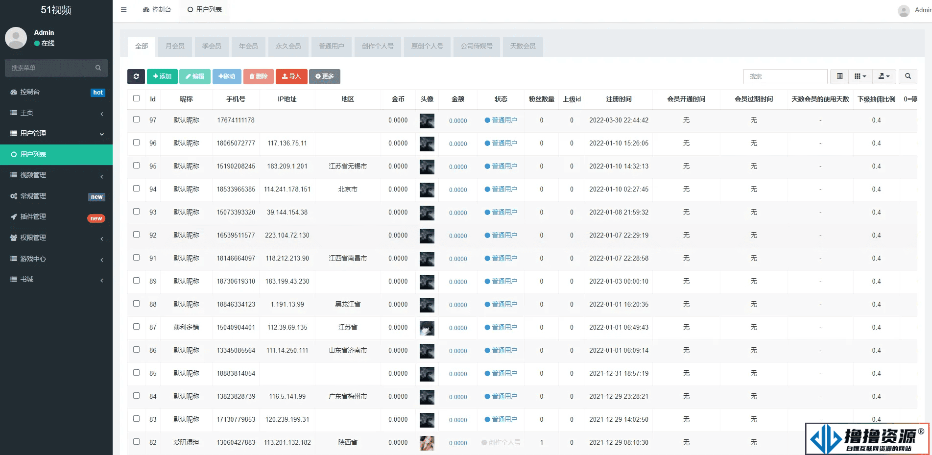 fastadmin框架短视频系统视频知识付费源码