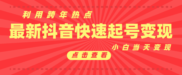 抖音目前最火跨年热点当天起号 新号第一条作品直接破万 小白当天见效果转化变现|不死鸟资源网