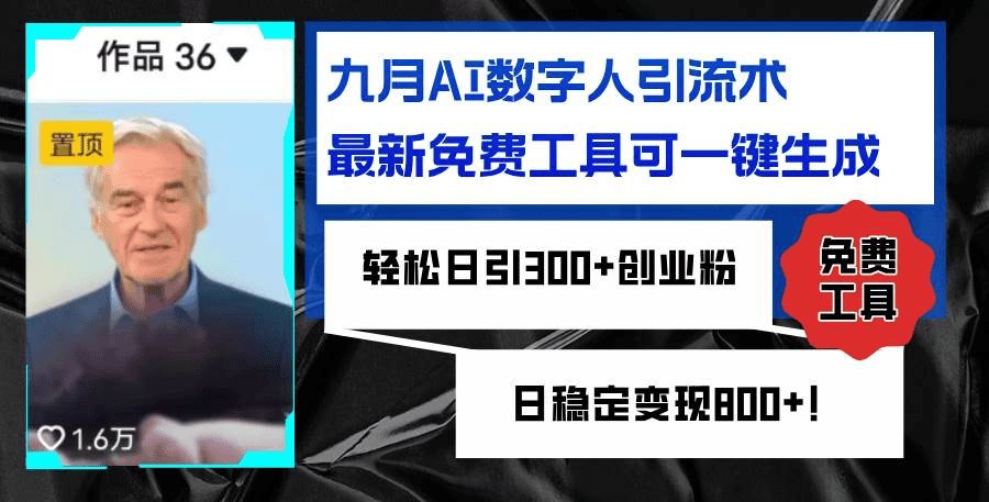 AI数字人引流术 最新免费工具可一键生成 轻松日引300+创业粉变现800+ - 不死鸟资源网|不死鸟资源网