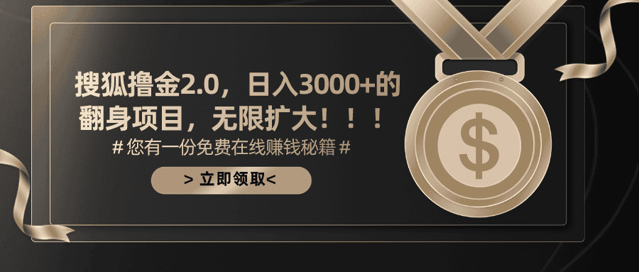 搜狐撸金2.0日入3000+，可无限扩大的翻身项目/适合工作室操作 - 不死鸟资源网|不死鸟资源网