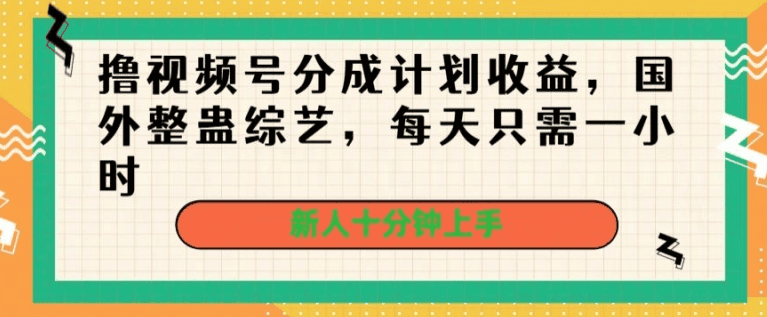 撸视频号分成计划收益，国外整蛊综艺，每天只需一小时，新人十分钟上手 - 不死鸟资源网|不死鸟资源网