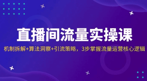 直播间流量实操课：机制拆解+算法洞察+引流策略，3步掌握流量运营核心逻辑|不死鸟资源网