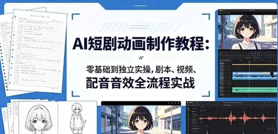 图片[1]|AI短剧动画制作入门：零基础到独立实操，剧本、视频、配音音效全流程实战|不死鸟资源网