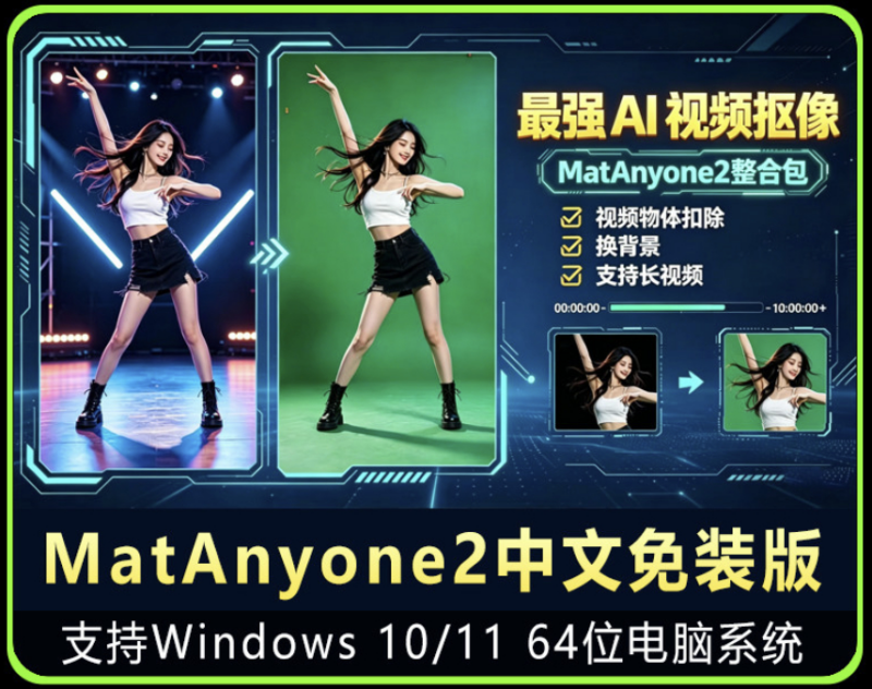 MatAnyone2.0中文AI长视频抠图工具一键抠像去水印去人物软件win|不死鸟资源网